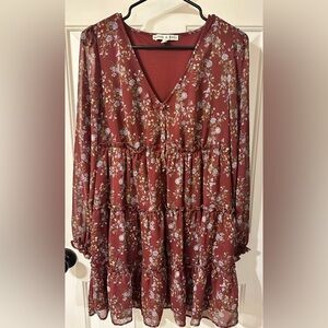Allison & Kelly long sleeve vneck floral print peasant dress. Size medium.